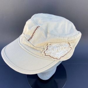 Fox Racing Army Hat Cap Womens One Size Beige Tan Logo Distressed Floral Logo